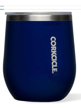 Corkcicle Stemless Insulated Wine Glass Tumbler - 12 oz. Midnight Navy GLOSS